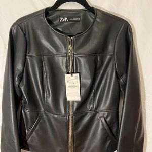 NWT - ZARA Faux Leather Jacket w Zipper